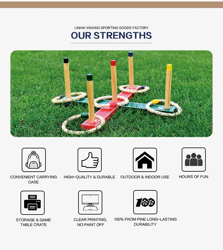 Outdoor Games for Kids.Upgraded Large Wooden Ring Toss Game with 30 ...