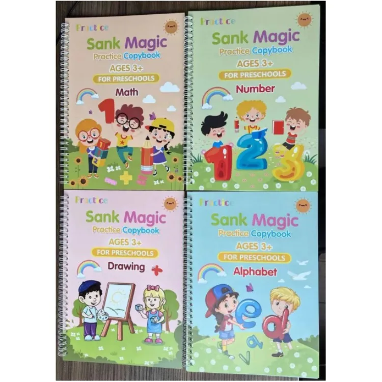 Hot Sale 4pcs/Set English Sank Magic Practice Copybook Kids Spiral Notebook Child Book Printing Sank Magic Copybook