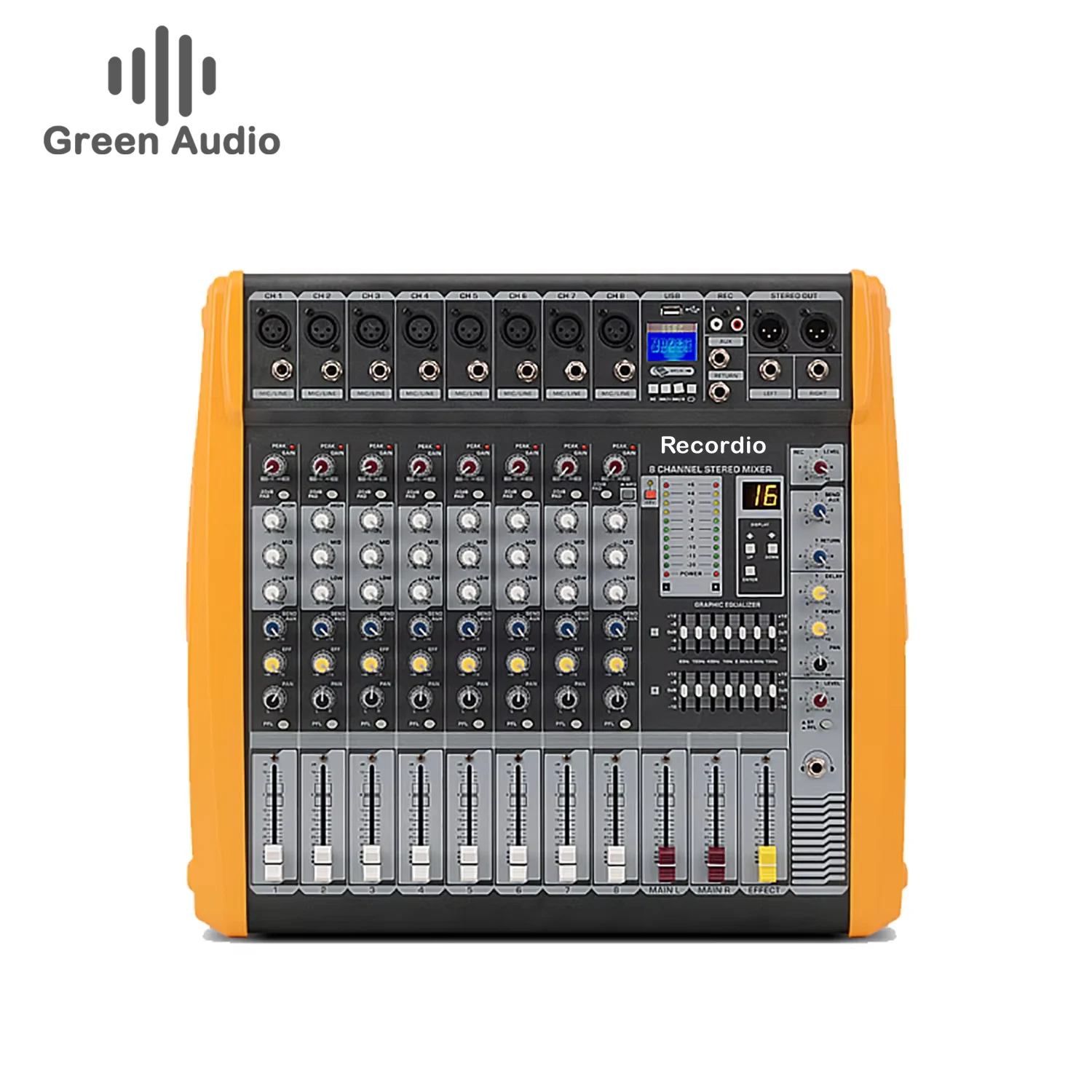 GAX-PM8 8-Channel Power Mixer: Portable Sound Mixer for DJs, Clubs