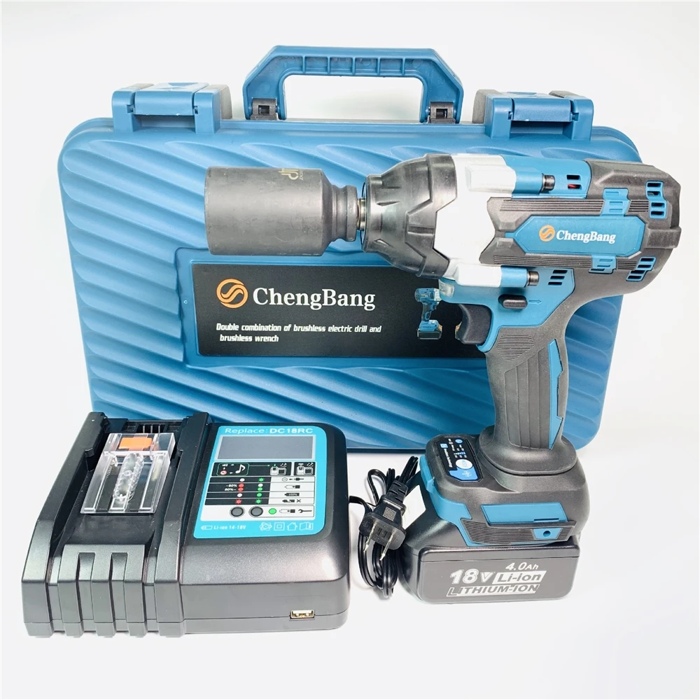 880-1500N. M высококрутящий момент бесщеточный Электрический ударный ключ перезаряжаемый литиевый аккумулятор сверхмощный беспроводной для ремонта автомобиля