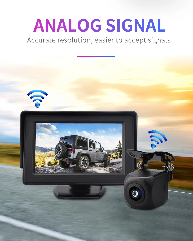4.3inch Monitor Wifi Camera System Car Reverse Rear View Wilress Backup