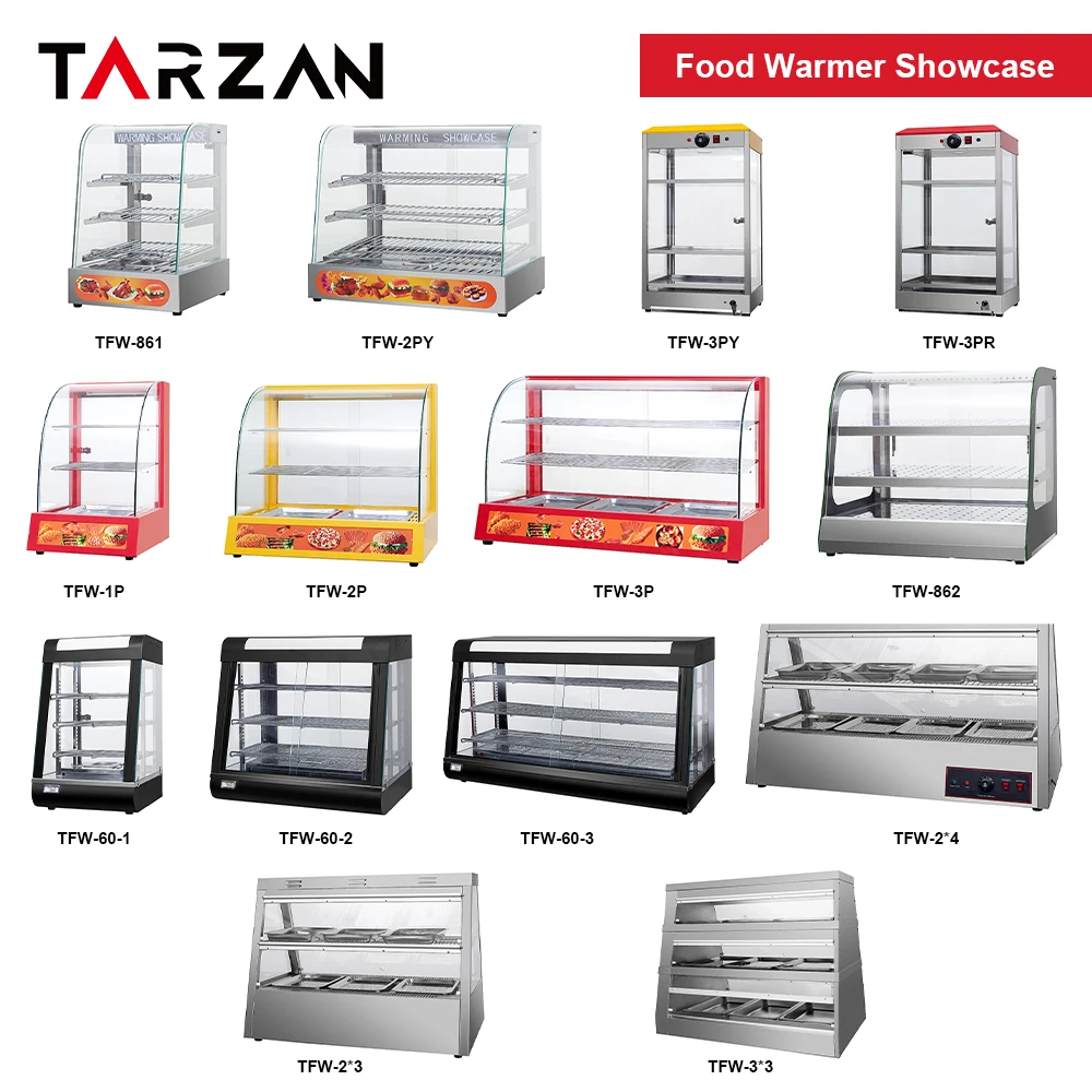 3 Layers Snack Food Warmer Restaurant Commercial Food Warmer Display Showcase Glass Display Showcase details