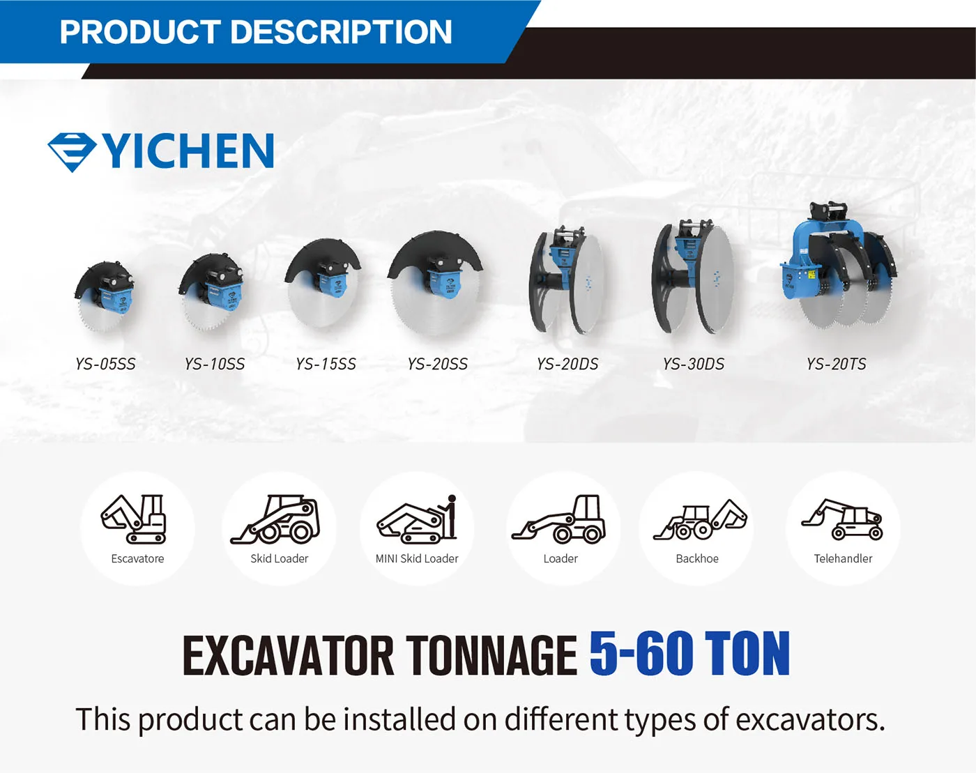 YS-15SS Existing Goods Saw Blade Bidirectional Running Function Metal Cutting Excavator Concrete Saw for Excavator Tools details