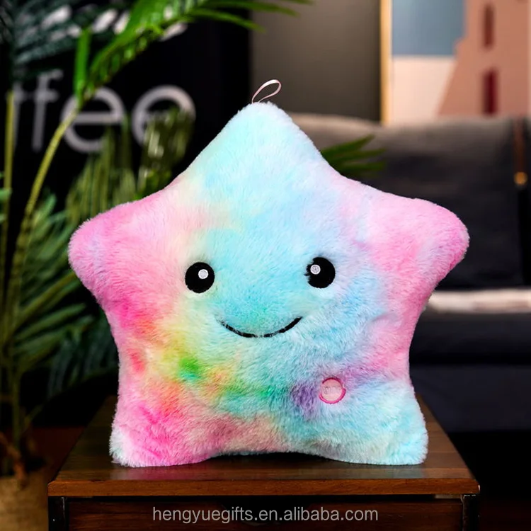 Valentine's Day Creative 34CM Glowing Pillow Led Light Colorful Luminous Stars Plush Toys For Kids Children
