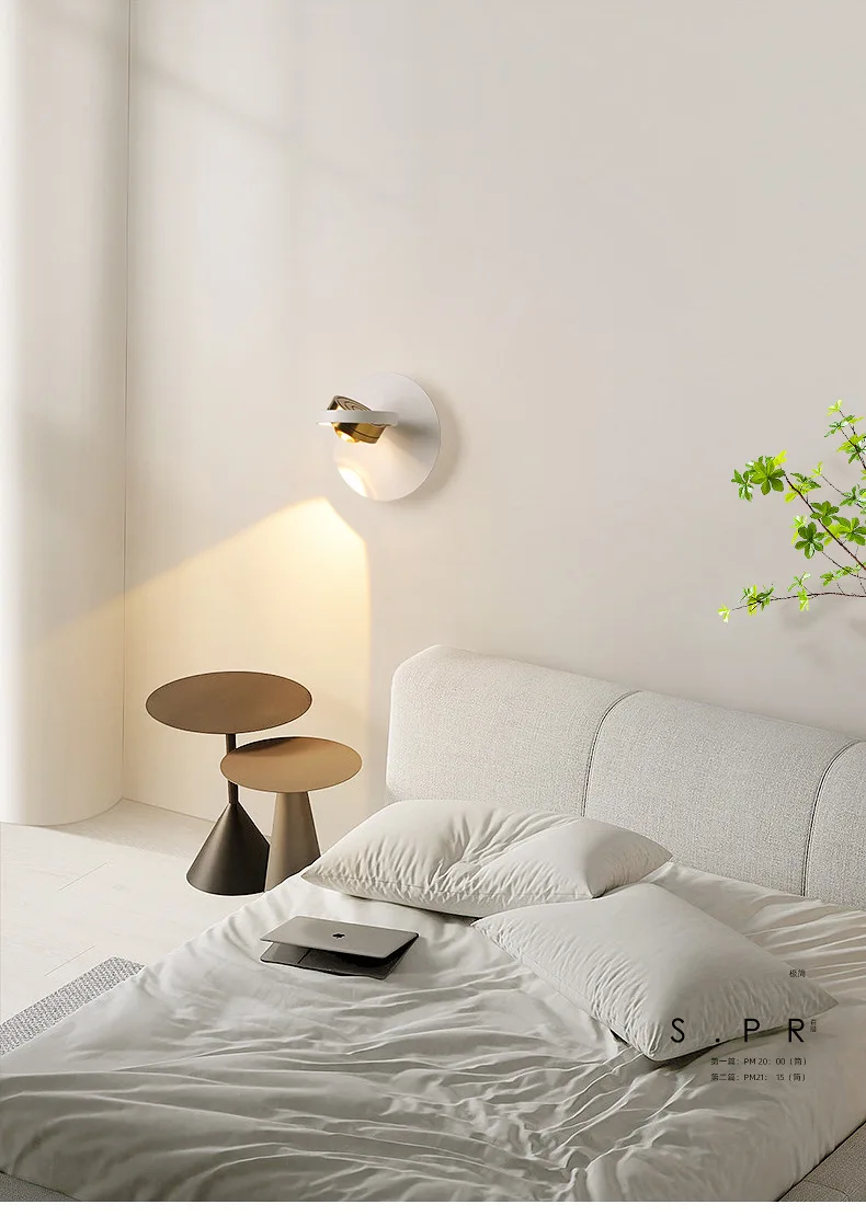 Cream Wind Wall Lamp Scandinavian Bedroom Bedside Lamp Hallway Aisle Wall Light Full Spectrum Eye Protection Wall Sconce