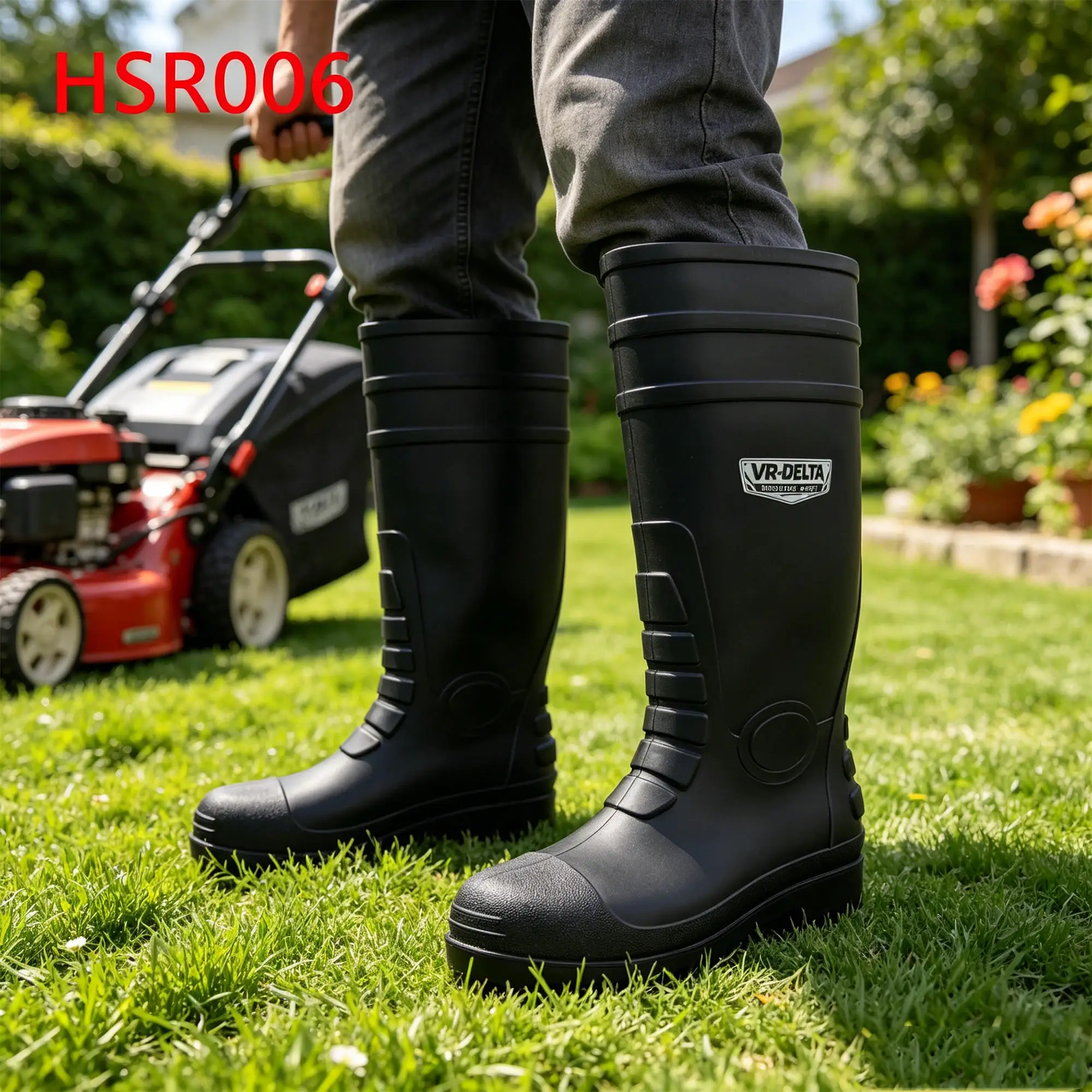 ZYF,Kenya Market Popular Muddy Conditions Black Safety Gumboots Backyard Chore Water Proof Pure PVC Work Rubber Boots HSR006