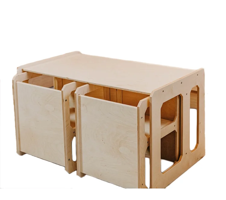 Modern Wooden Kids Study Table And Chairs Custom Suitable For Children