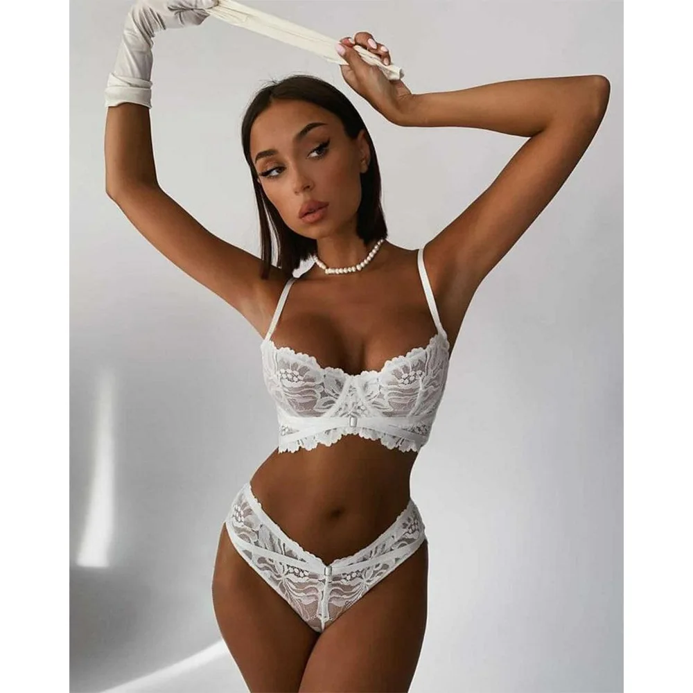 Sexy2022 Sleeping Woman Underwear Set Transparent Bras Panty Brief Sets  White Sexy Lingerie Seamless Bra Set - Panties - AliExpress