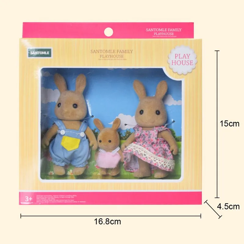 Forest Family Play House Animal Doll Set Rabbit Mouse Panda Bear