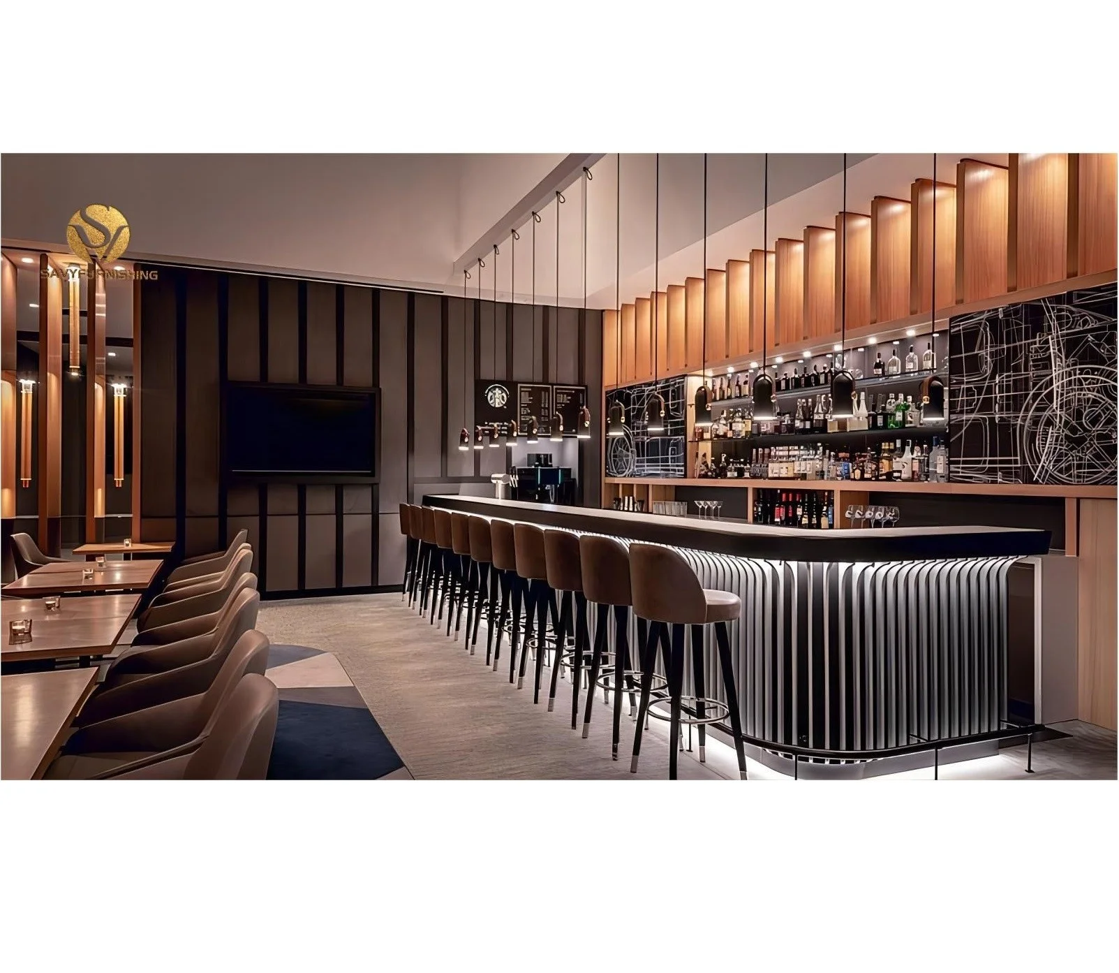 Customized Bar Counter Design Layout for Commercial Use