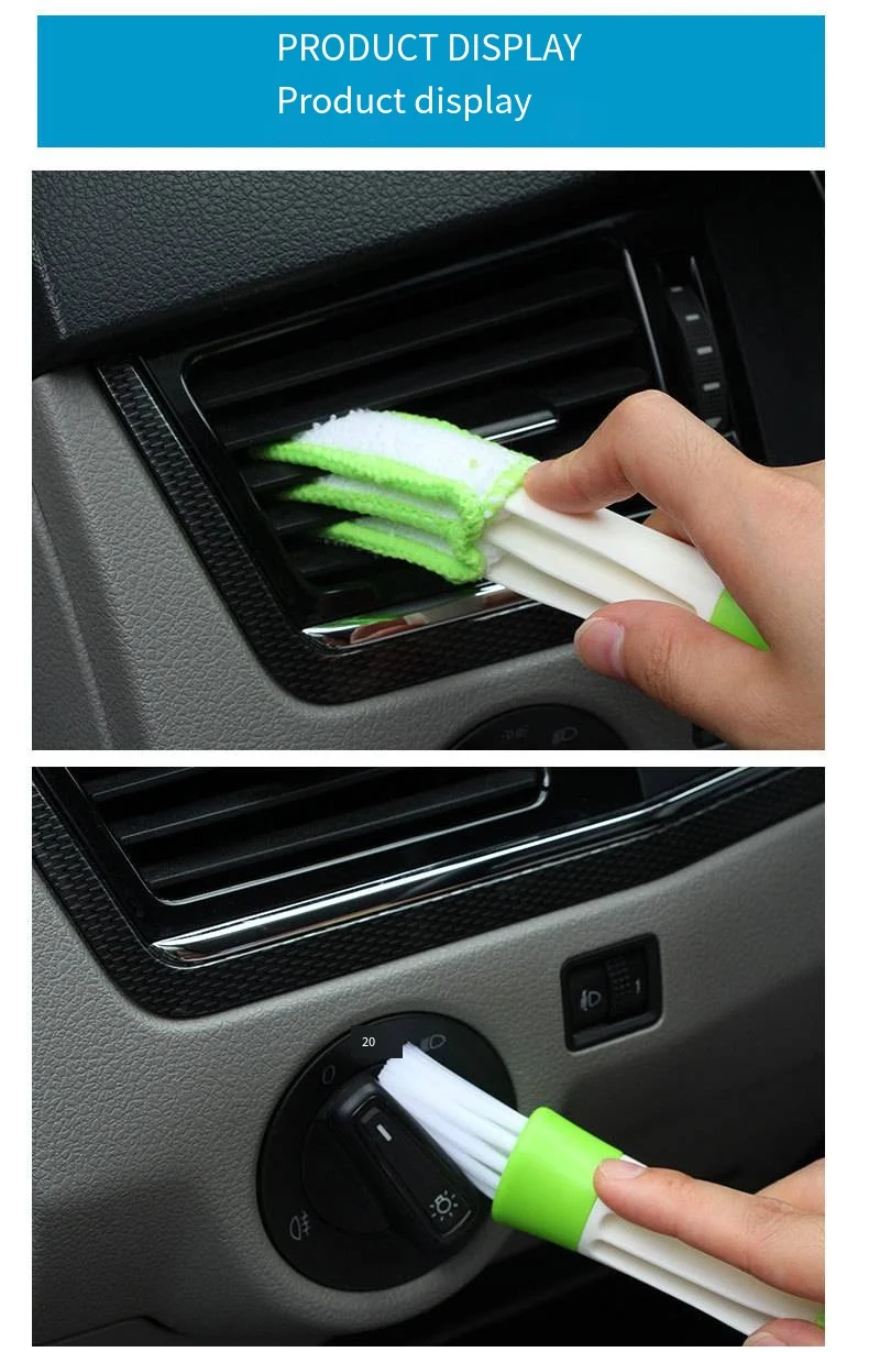 Car multi-purpose double head slit brush car air conditioning outlet cleaning keyboard shutters dust brush supplier