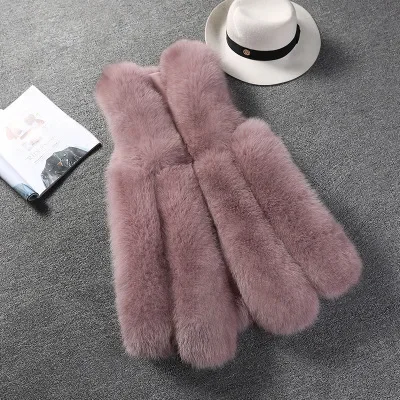 Direct Sales Popular In Europe And America Jacket Women's Middle Long Style Artificial Fox Fur Vest_voghion.com