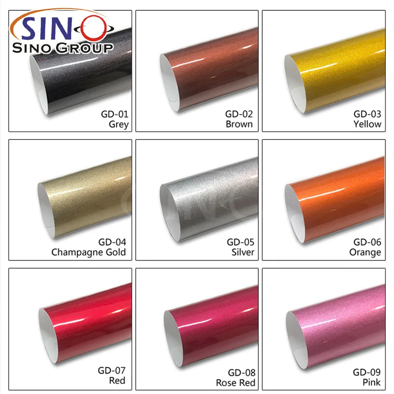 GD-07 Супер Блеск Алмазный блестящий красный воздушный пузырьковый винил для автомобиля