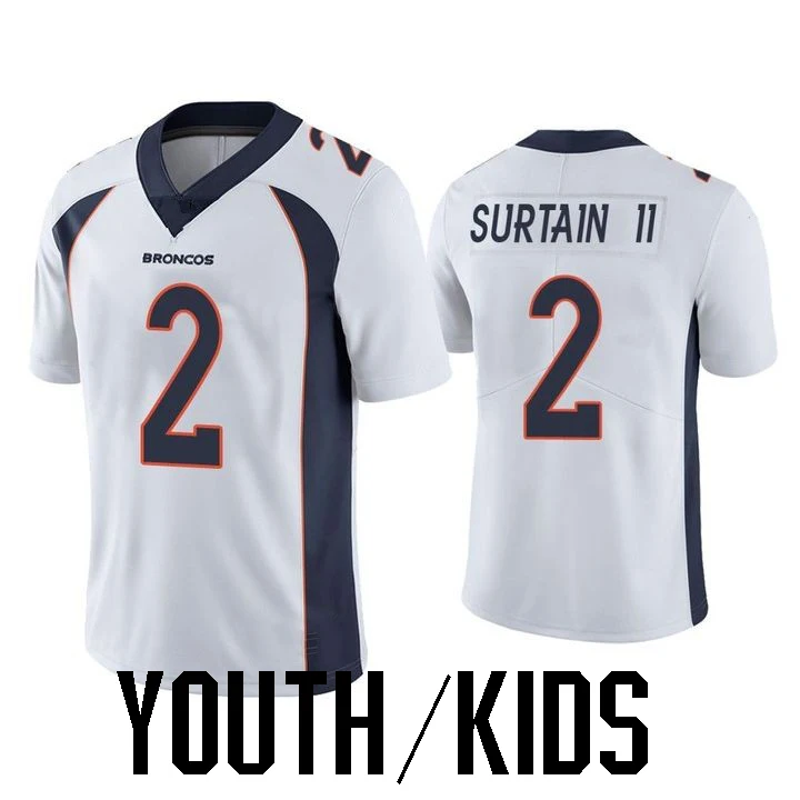 Wholesale youth/kids Denver 3 Russell Wilson 2 Patrick Surtain II Football  jersey S-XL From m.