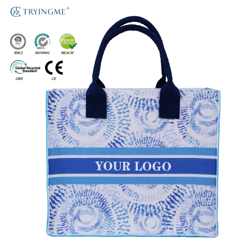 Personalized Designer Studio Brand Felt Handbag with Custom Logo