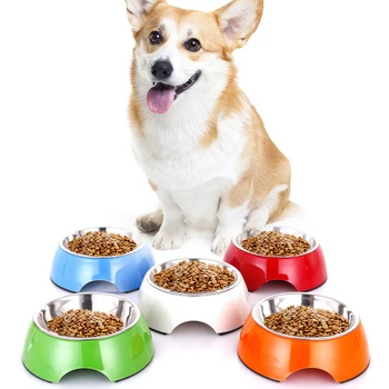 Manufacture customized non-slip stainless steel plastic melamine pet dog food bowl