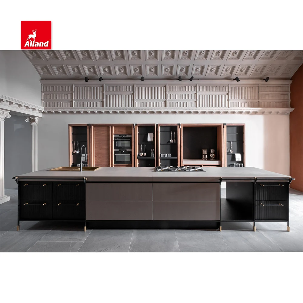 Custom Modern Style Kitchen Cabinets Melamine Finish Island and ...