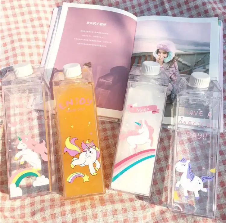 NEW Design PBA FREE Plastic Blank square Water Bottle clear Milk Carton 1000ml clear square Plastic Water Bottle