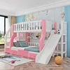 Pink + White (bunk bed including ladder cabinet and slide)