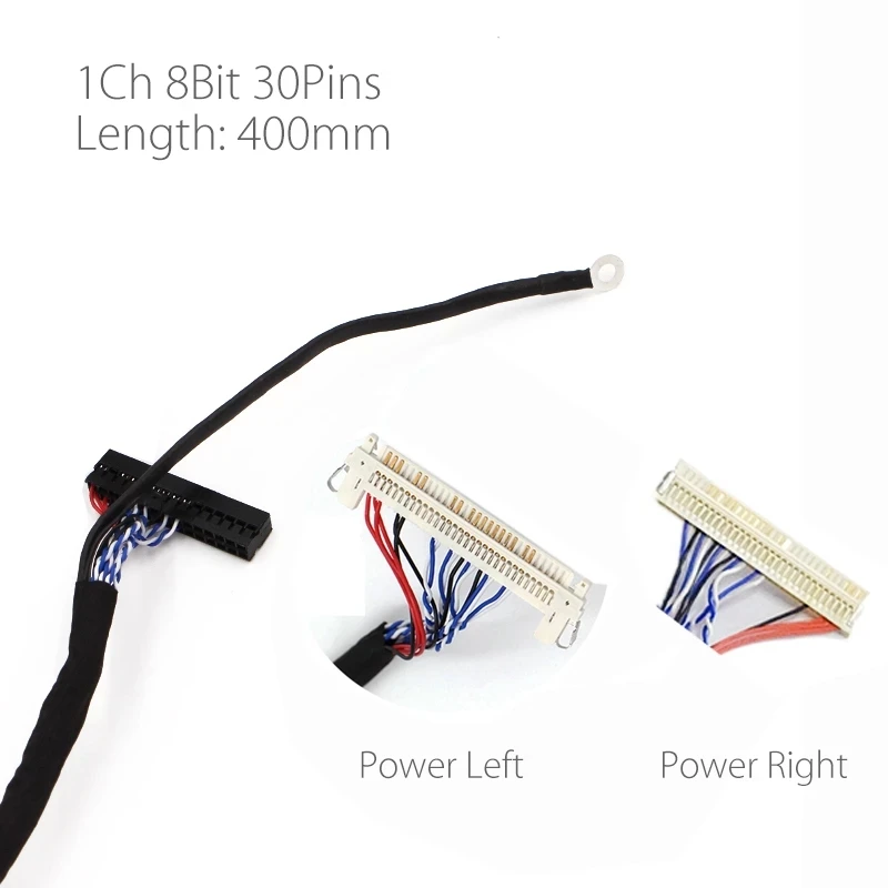 LVDS Cable 30 Pin, 1-Ch 8-Bit, For LG Type Panel (Left Supply) 