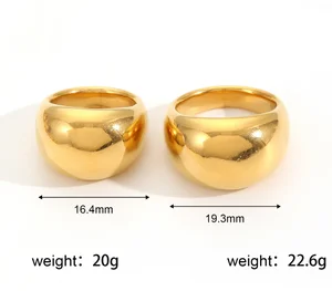 Stainless Steel Rings for Women Statement Rings 18K Gold Plated High Polished Large Teardrop Rings