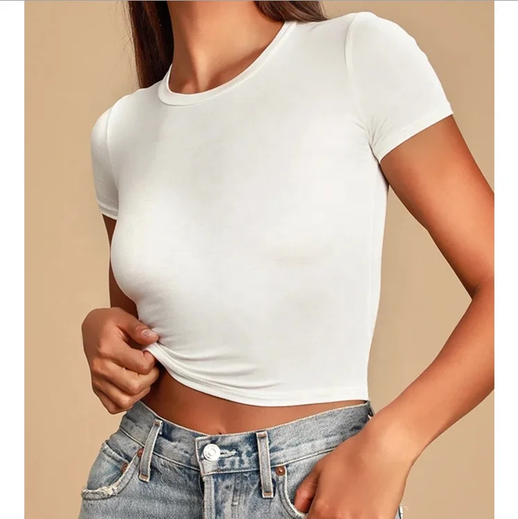 2022 Summer New Metal Chain Necklace Decorative White T-shirt Women Round  Neck Slimming Short Sleeve Tshirt Crop Tops Basic Tees - T-shirts -  AliExpress