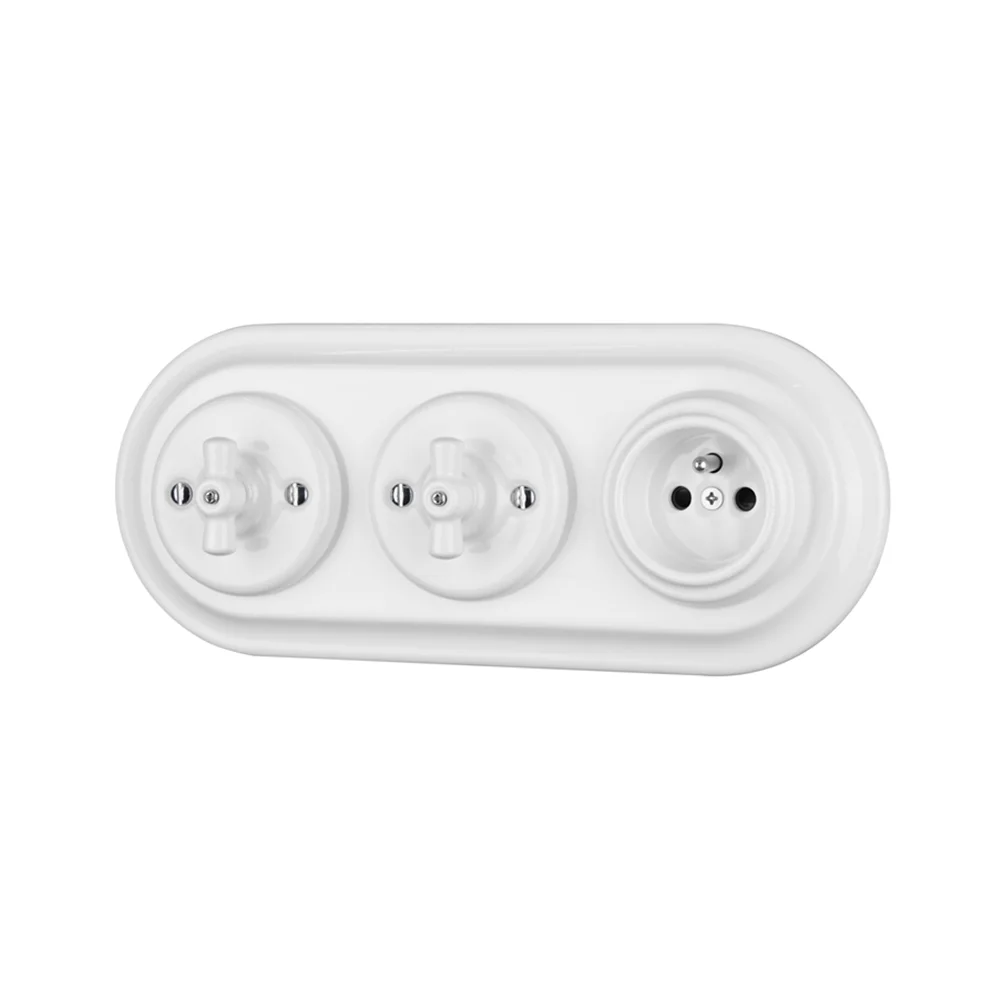 Customize OEM European Old Style White Ceramic Retro Rotary Switch Porcelain Vintage Electric Light Switch