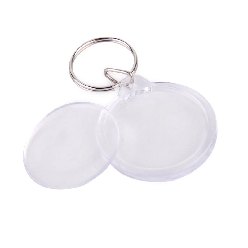 Acrylic Blank Round Clear Photo Key Chains Insert Frame Picture Diy Key ...