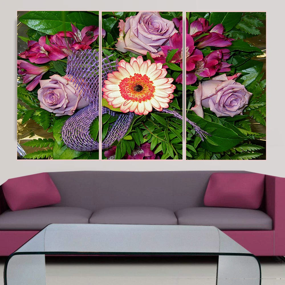 现代紫红色玫瑰花植物壁画和油画家居装饰cuadros客厅装饰 Buy 帆布画 艺术印刷品 装饰绘画product On Alibaba Com