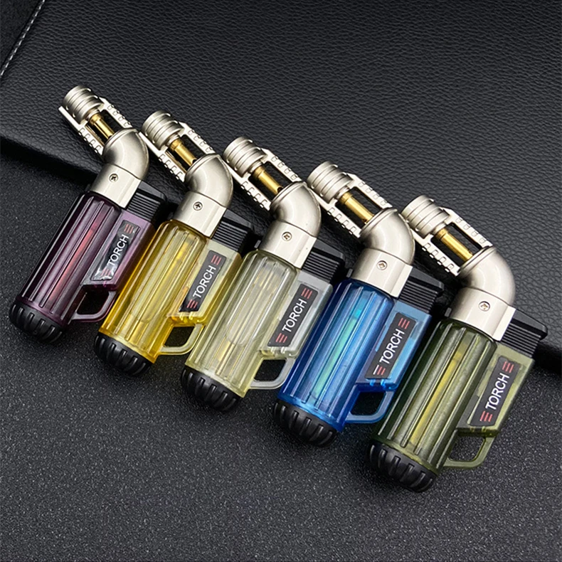 Wholesale Small Refillable Gas Metal Torch Lighter Adjustable Single Jet Flame  Cigar Lighter With Safety Lock
