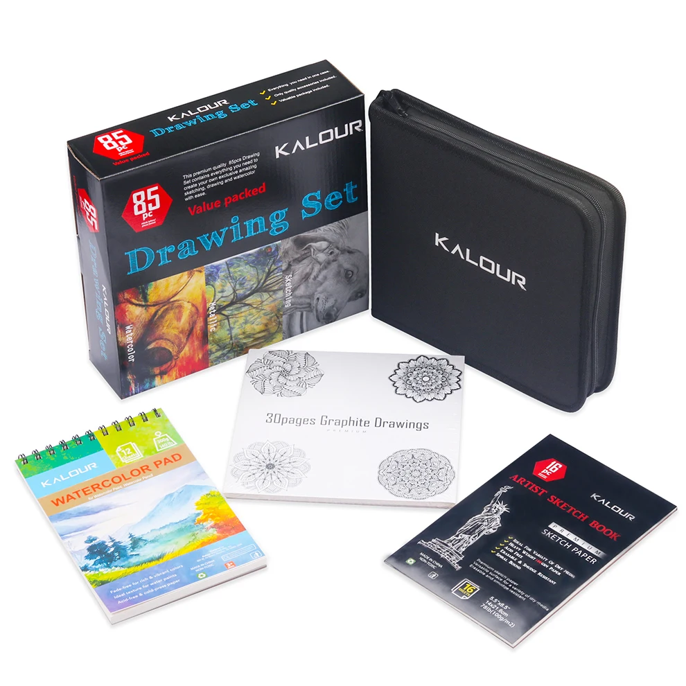 85 шт. набор карандашей для рисования и эскизов в нейлоновом чехле