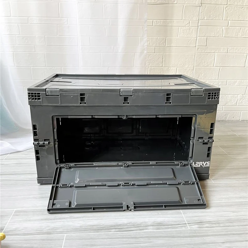 80L Front Open Collapsible Plastic Box Storage Plastic Camping Container With Lid Plastic Foldable Box details