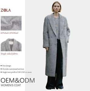 High Quality Double Breasted Wool Blending Women's Winter Clothing Long Alpaca Coat Keep Warm