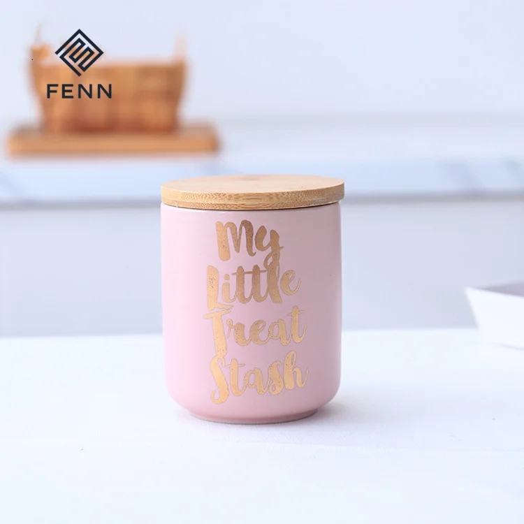 FENN customized matte kitchen canister airtight jar ceramic coffee canister sets with wooden bamboo lids for home and kitchen