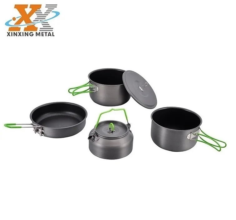 China Manufacturer Portable Camping Cookware Portable 5 Piece Cooking Pot Set