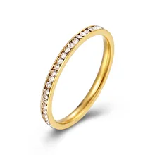 Ready To Ship Fashion Rings Gold Silver Rose Gold CZ Inlaid Titanium Steel Wedding Rings Women Rings Stainless Steel Jewelry