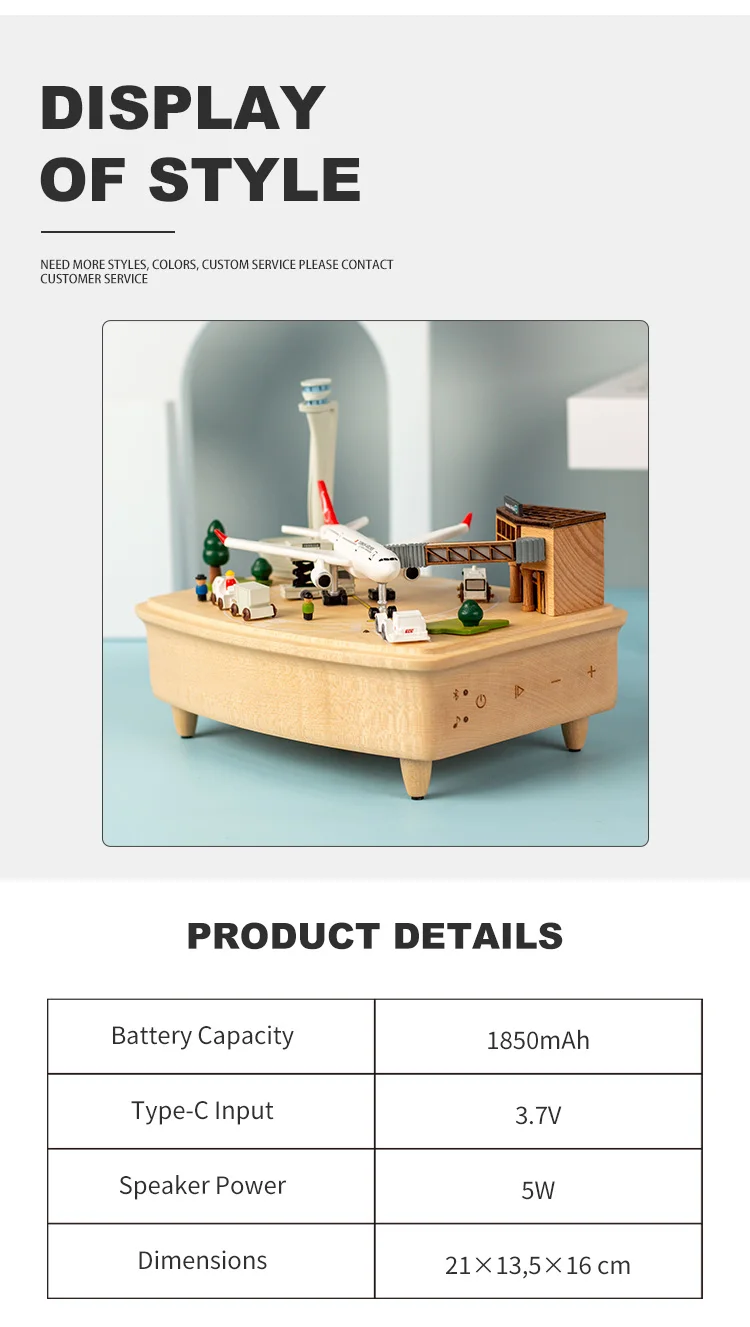 Custom Song Music Box Bluetooth Speaker Usb Mp3 Player Train Rotating