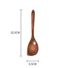 Teak long-handled angled spoon