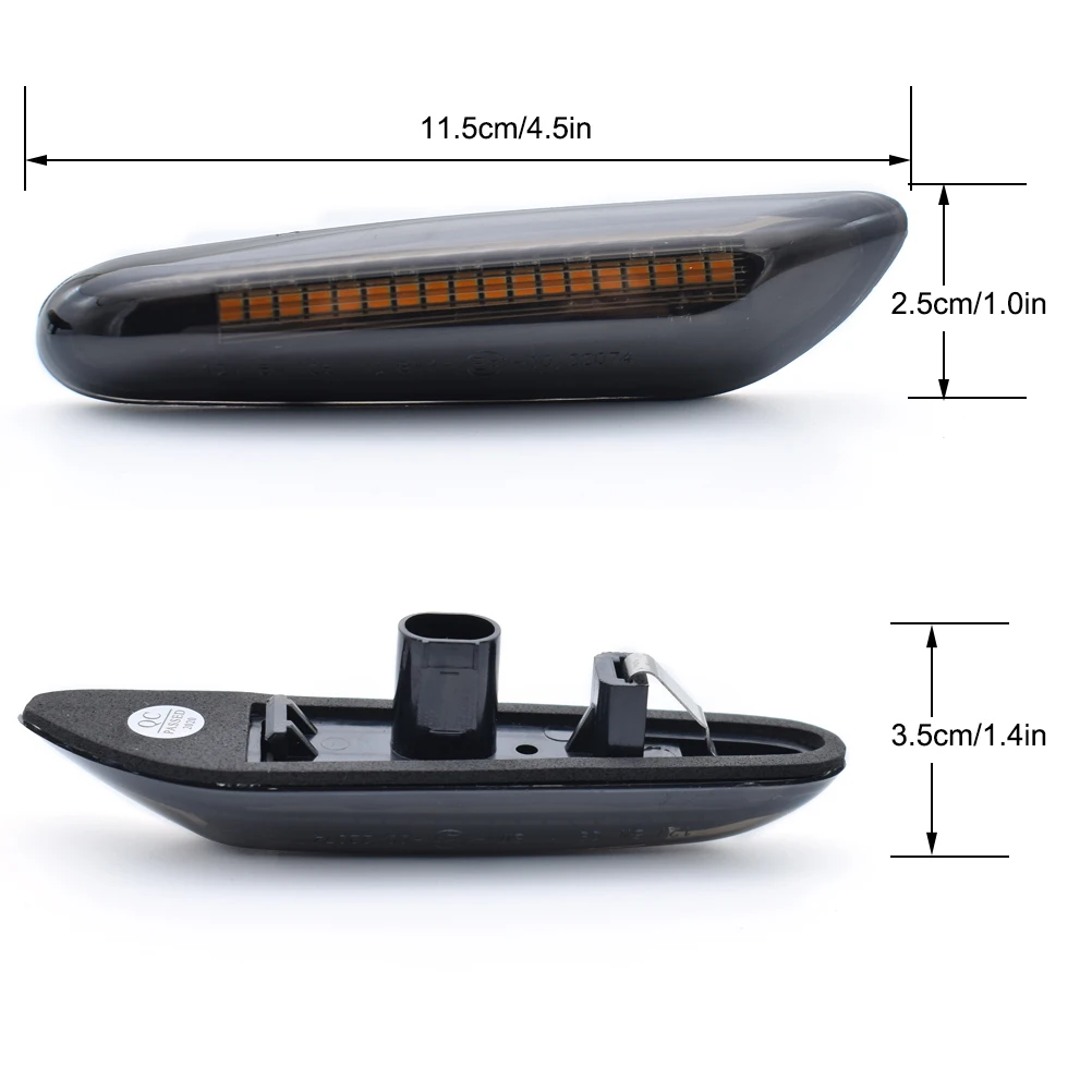 SONRUIJIE Frecce Laterale LED Compatibile Con BMW E90 E91 E92 E93 E46 E53 E60 E61 X3 E83 X1 E84 E81 E82 E87 Accessori,Indicatore Di Direzione Laterale Ambra Dinamica Luce,Impermeabile IP68, 2 Pezzi - 12