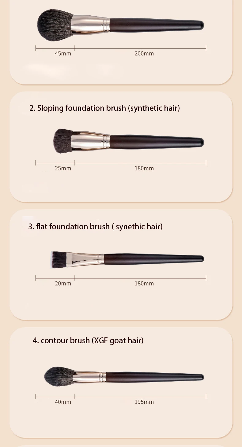 Wholesale 15pcs Natural Hair Goat Hair Makeup Brush Set Real Hair