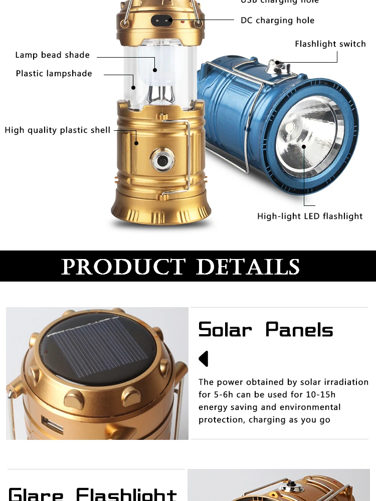 Solar Outdoor Led Camping Light With Portable Charging Power Bank main image 1
