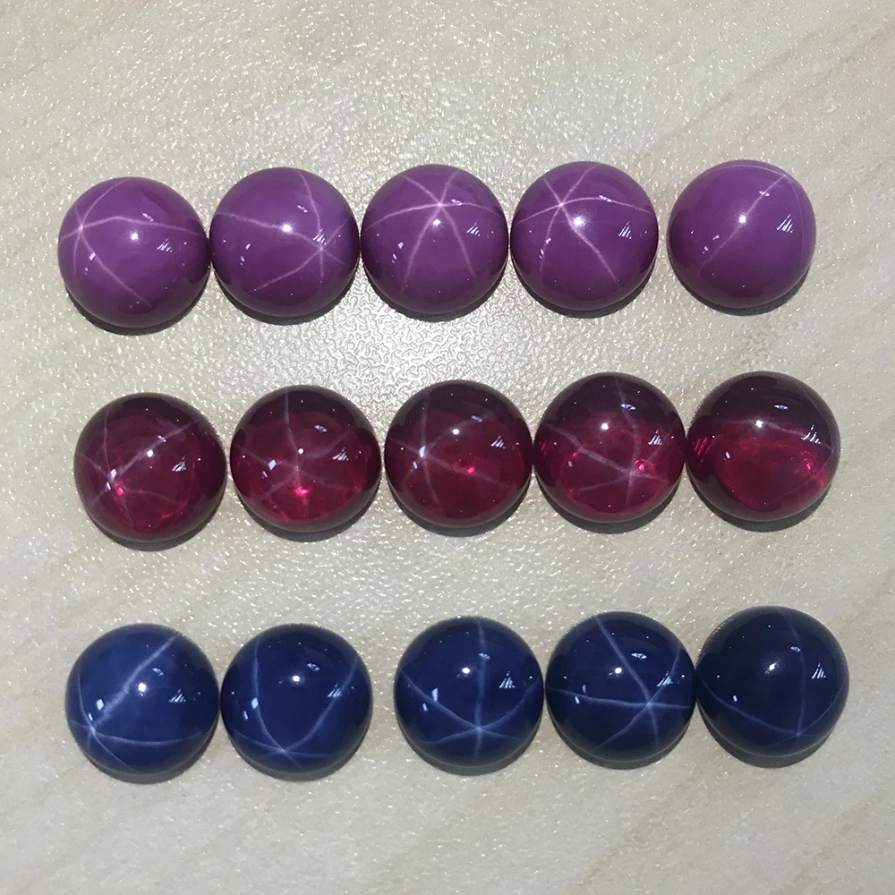 (MOQ 100g Per Color) Wholesale Price Blue Pink Synthetic Rough Star Sapphire , Uncut Star Gem