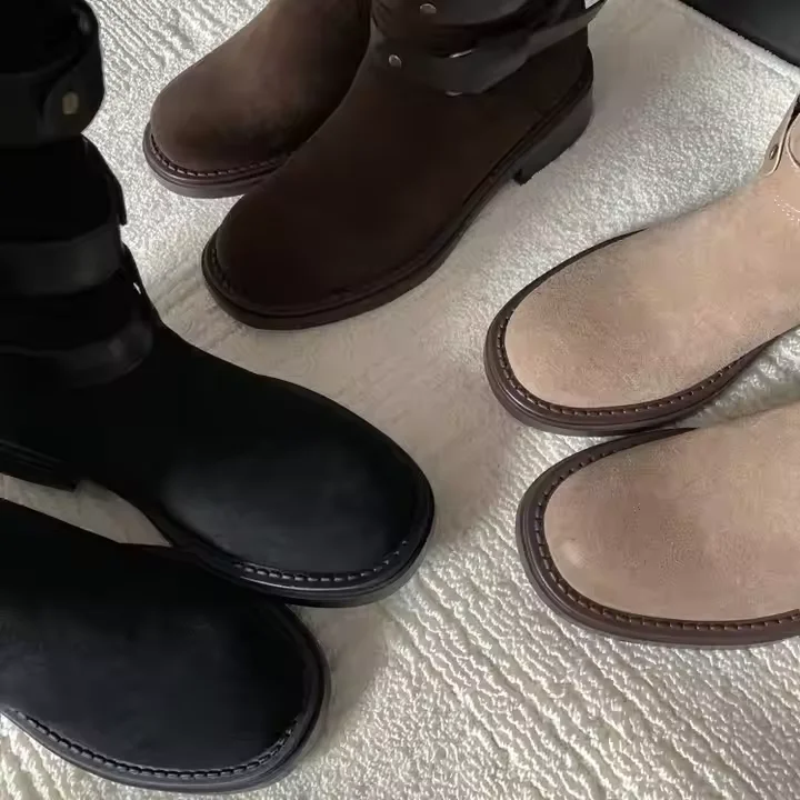 2024 Winter New Knee High Knight Western Boots High Quality Real Suede Leather 3.5cm Block Heel Wide Calf Women