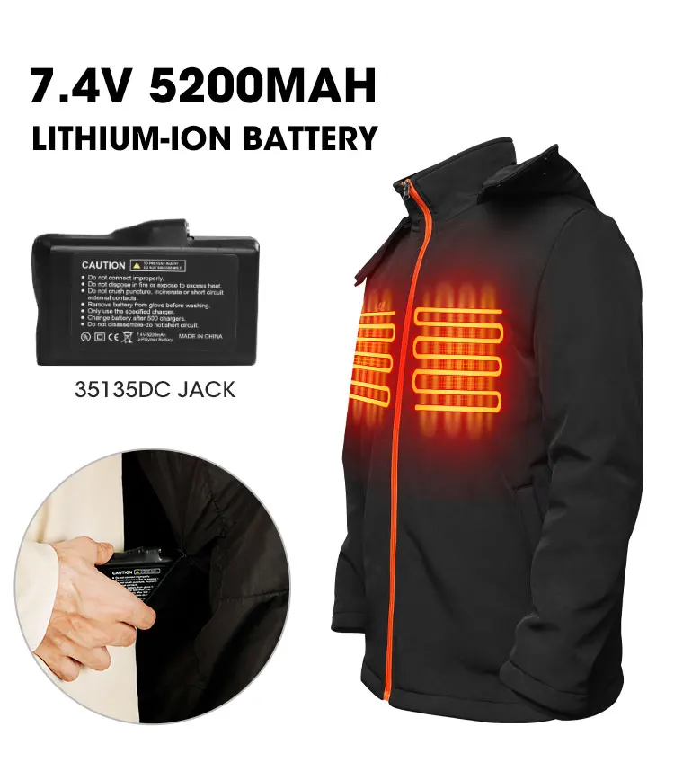 In Stock 5v 7.4v Body Warmer Jacket Smart Heated Clothing Winter Custom