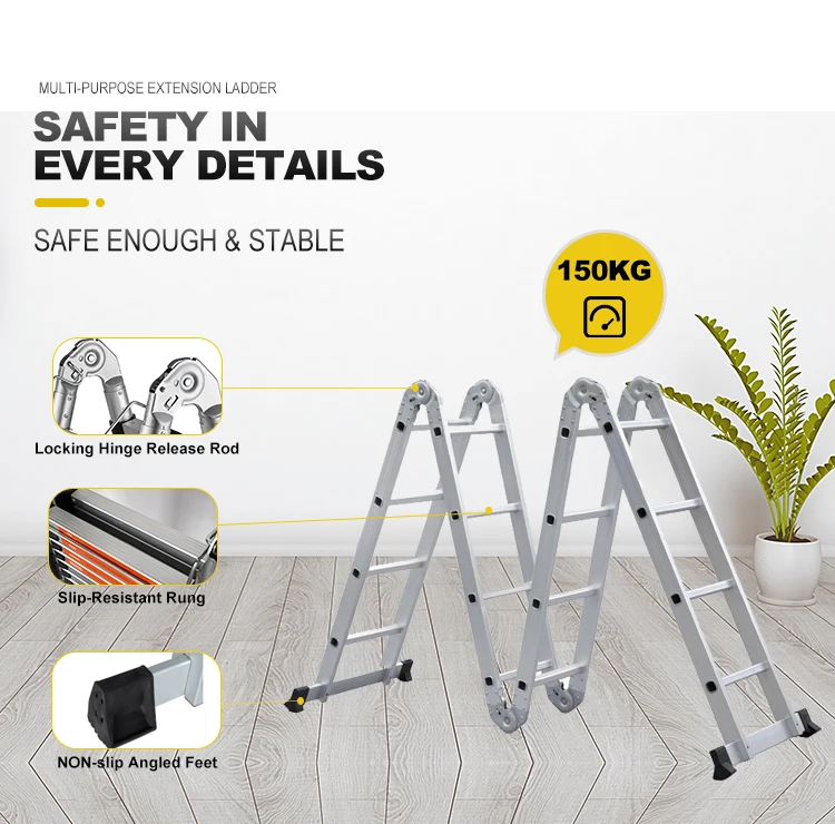 5 Meter Aluminum Ladder Extension Foldable Ladders Capacity Max Load 150kg 330lb Certificate En 131 Indoor Outdoor Use