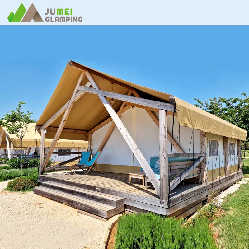 Four Window Strong Wood Structure Luxury Glamping Safari Tent for Sale