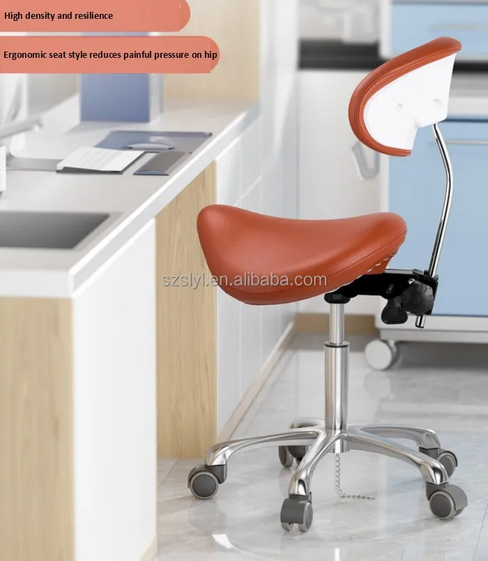 Ergonomic Dental Stool PU Leather Assistant Saddle Chair for Hospitals Dental Doctor Stool