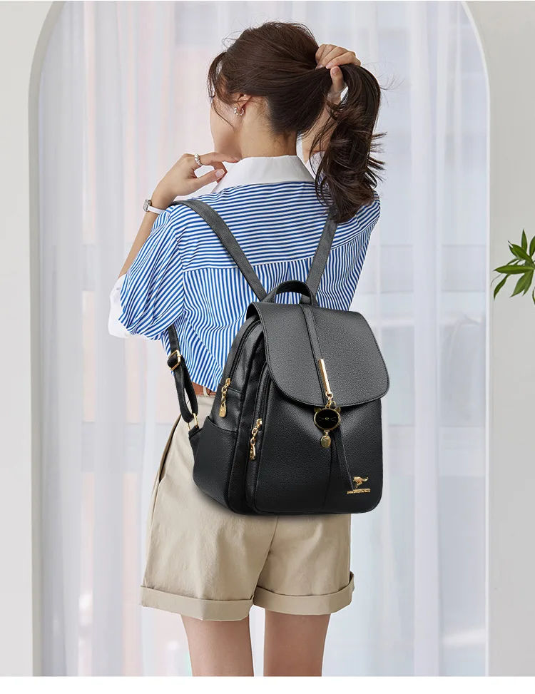 Factory Wholesale Ladies Luxury Design Student School Backpack Bag Large Capacity Leather Handbags for Women