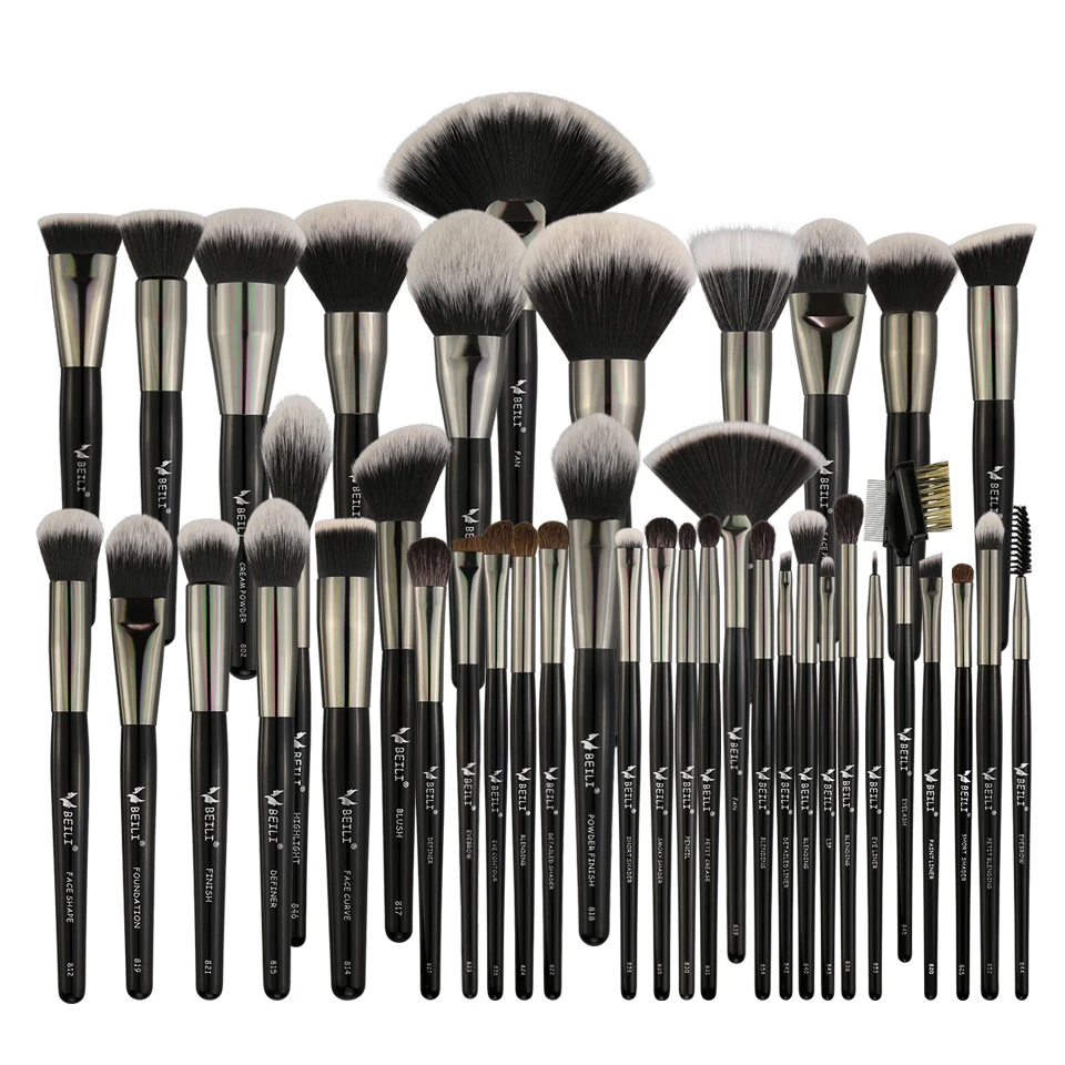 BEILI Luxury 40PCS Professional Makeup Brushes Set Kits Cosmetic Black Wooden Private Label Logo Custom makeup brush set