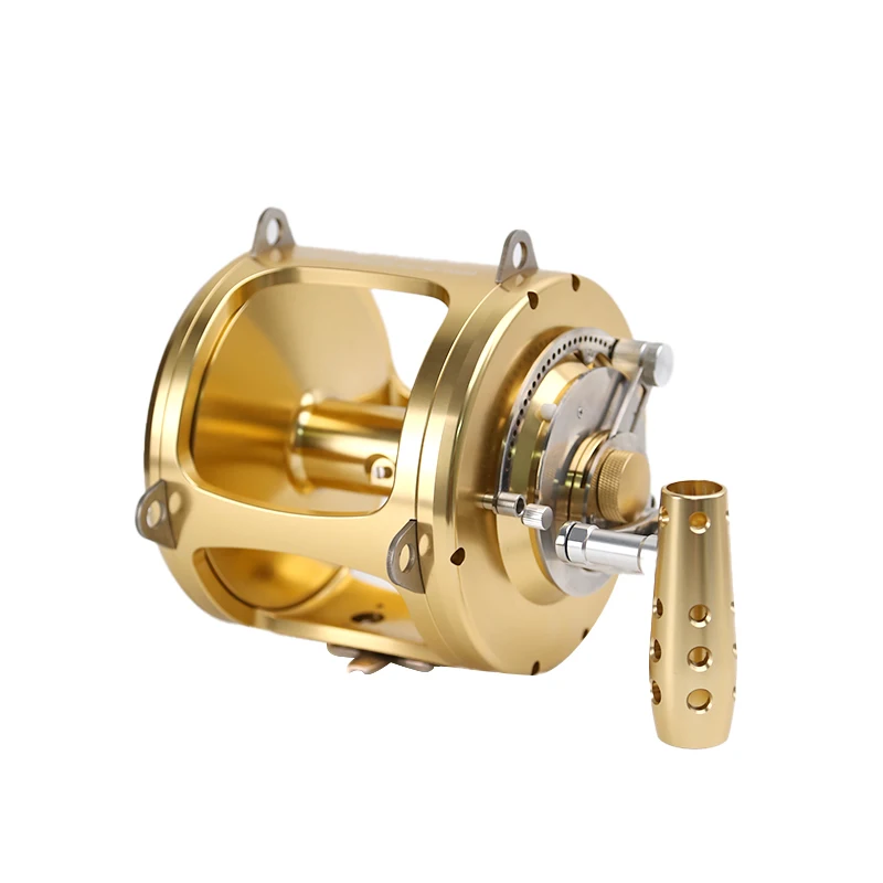 MT80 Golden Aluminum Saltwater Boat Big Game Fish Reels Drum Sea Trolling  Fishing Reel